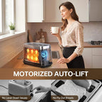 Mecity 2 Slice Toaster with Touch Screen & Auto Lift, Stainless Steel Cool-Touch Toaster with 8 Bread Settings, 5 Shade Levels, 1200W High Power, Keep Warm & Reheat Function, Metallic Grey, 120V