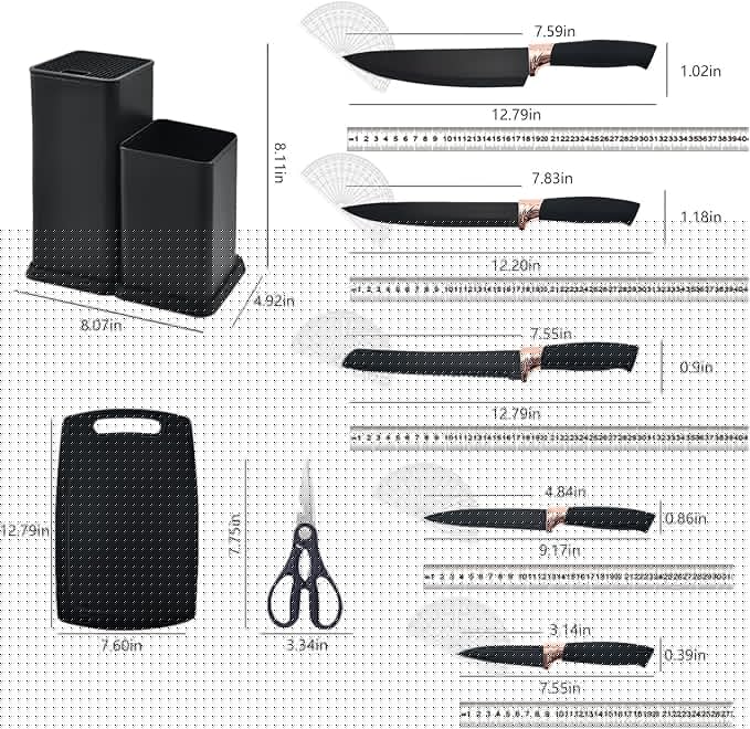 Cooking Utensils Set,19 Kitchen Set Utensils Set with 11 Pieces Spatula Cooking Utensils,Heat Resistant Silicone Utensils 6 Piece Sharp Knife Set 2 Pieces Utensil Cutting Board (Black 19 PCS Set)