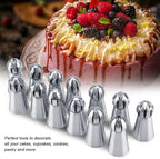13 PCS Russian Piping Tips, Stainless Steel Russian Piping Tips Set, Russian Tips Set for Decorating Cake Cream Cookies Pastry Baking Tools