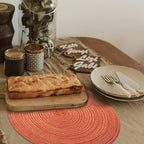 FunWheat Round Braided Placemats Set of 8 Place mats for Dining Tables Woven Heat Resistant Table Mats 15 inch for Fall(Orange,8pcs)