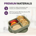 Silicone Bento Box, 3 Removable Compartments, BPA-Free, Leak-Resistant, Dishwasher and Microwave Safe, Perfect for Work, Travel & Meal Prep, (Green)