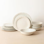 Stone Lain Oasis 24-Piece Dinnerware Set Stoneware, Dishwasher and Microwave Safe Plates and Bowls Set, Dish Set for 8, White