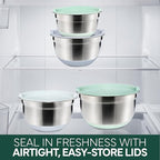 COOK WITH COLOR Stainless Steel Mixing Bowls Set with Lids - Nesting Bowls with Non-Slip Bottom, Sage, 12 Pieces