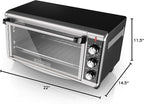 BLACK+DECKER 8-Slice Extra Wide Convection Toaster Oven, Fits 9"x13" Oven Pans and 12" Pizza, Bake, Toast, Broil, and Keep Warm Functions, Countertop Compact Design with Stainless Steel Finish