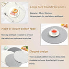 Billbotk Round Woven Placemats Set of 4, 13 Inches Kitchen Table Place Mats for Dining Table, Trivets for Hot Pots and Pans, Boho Table Decorations for Table Setting, Tabletop Accessories
