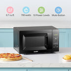 COMFEE EM720CPL-PMB Countertop Microwave Oven with Sound On/Off, ECO Mode and Easy One-Touch Buttons, 0.7 Cu Ft, Black