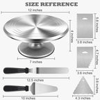 12 Inch Aluminium Rotating Cake Stand Turntable, Cake Decorating Kit Supplies with Icing Piping Tips, Frosting Spatulas, Pastry Bags, Scrapers and Other Cake Decorating Tools (85Pcs)