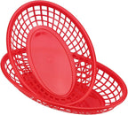 60 Pack Red Plastic Oval Fast Food Baskets - 9x5.7x1.6 Inch, Perfect for Picnic, Deli Serving, Chicken, Burgers and Fries