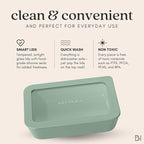 Ceramic Coated Glass Food Storage Container | No PTFE, PFOA, PFAS, and BPA | Reusable Non Toxic Meal Prep Container with Glass Lid | Easy To Store | 6 Cup Rectangle [Willow]