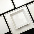 Stone Lain Grace Square Stoneware Dinnerware Set, 12 Piece Service For 4, Plates and Bowls Dish Set, White