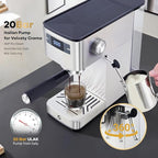 Garvee Compact 20 Bar Espresso Machine–Stainless Steel, Steam Milk Frother, Removable Tank for Cappuccino/Latte,(Silver)