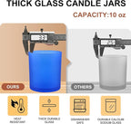 10 OZ Thick Candle Jars for Making Candles 15 Pcs, Empty Jars with Wood Lids for Candle Making, Sample Container, Frosted Blue