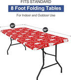homing Rectangle Table Cloth Cover, Waterproof Polyester Elastic Fitted Tablecloth, Fits for 8 Foot Folding Tables, Washable Table Protector for Christmas, Holiday, Party (Christmas Tree, 30" x 96")