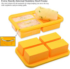 Bangp Silicone Freezer Tray for Soup Ice Cubes,1-Cup Freezing Tray with Lid for Meal Prep,Rice,Broth,Sauce,Leftovers. Makes 4 Perfect 1 Cup Portions. Oven & Dishwasher-Safe