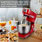 CUSIMAX Stand Mixer, 5-QT Stainless Steel Bowl Food Mixer, Tilt-Head Kitchen Electric Mixer with Dough Hook, Mixing Beater and Whisk, Splash Guard, Red