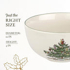Spode Christmas Tree Large Round Bowl - 10-Inch Porcelain Serving Dish for Salad, Pasta & Side Dishes - Iconic Holiday Design with Green Trim, Dishwasher, Microwave Safe - Festive Gatherings