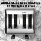 PYY Commercial Toaster 4 Slice for Restaurant - Wide Slots 1.57 inch Stainless Steel 6-Level Setting, with Removable Crumb Tray, 225 Slices/Hour 1800W - Bread, Bagels, Breakfast, Texas Toast