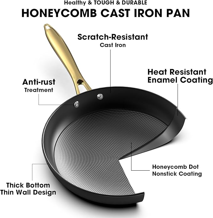 imarku Cast Iron Skillets, Non Stick Frying Pans 2Pcs - 10 inch & 12 Inch Frying Pan Set, Long Lasting Frying Pans Nonstick, Professional Nonstick Frying Pan Easy Clean, Christmas Gifts for Women Men