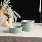 Stone Lain Claire 8-Piece Bowl Set Stoneware, Bowls, Dishwasher and Microwave Safe, Dish Set for 8, Green