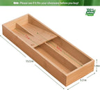 Bamboo Silverware Drawer Organizer, Kitchen Small Silverware Organizer, Utensil Tray Holder, Cutlery Tray for Spoons, Forks, Knives, Suitable for a family of 2-4