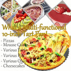 10 Inch Nonstick Tart Pan with Removable Bottom, Carbon Steel Quiche and Pie Pan- 1.1-Inch Depth, Fluted Edges for Baking Tarts, Quiches, Mousse Cakes, and Desserts