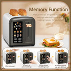 SEEDEEM Toaster 2 Slice, Real Touch Screen with LCD Display, Single-Slice Function, Stainless Steel Toaster, 50% Faster Heating, 1.5" Wide Slots, Removable Crumb Tray, 1350W, Dark Metallic