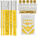 3 Pcs Baroque Silicone Molds Baroque Style Curlicues Scroll Lace Fondant Silicone Mold Scroll silicone Baroque Mold Relief Flower Lace Mould for Wedding Birthday Cake Decoration