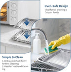Baking Sheet with Rack Set of 4 (2 Pans + 2 Racks), 16 x 12 x 1 Inch Stainless Steel Cookie Pan with Cooling Rack, Non Toxic & Dishwasher Safe & Easy Clean for Baking, Cooling, Meats, Veggies