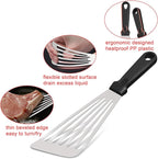12.5In Fish Spatula, HaSteeL Stainless Steel Slotted Turner with Plastic Handle, Heavy Duty Metal Griddle Spatula for Grilling Cooking Baking Flipping Frying, Dishwasher Safe & Beveled Edge - 2Pcs