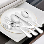 60 Piece Silverware Set for 12, Premium Stainless Steel Flatware Set, Eating Utensil Sets with Steak knives, Cutlery Tableware Service Include Fork Knife Spoon Set, Mirror Polished