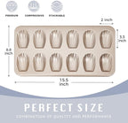 HONGBAKE Nonstick Madeleine Pan 2 Pack 12-Cavity Heavy Duty Madeleine Cookies Trays for Oven Baking, Warp Resistant Shell Shape Madeleine Mold Cake Pan, Champagne Gold