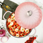 Enameled Cast Iron Braiser, 3.8 Quart Enamel Dutch Oven with Handles, Cast Iron Braiser Pan with Lid,Enameled Cookware (Pink)