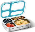 G.a HOMEFAVOR Kids Stainless Steel Lunch Box - 4-Compartment Bento Box with Locking Lid, One-Touch Latch, Leakproof Food Container for School, Travel, 800 ml, Blue