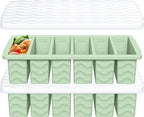 1/2 Cup Silicone Freezer Molds with Lid, 2-Pack Silicone Freezer Trays for Soup, Sauce & Broth – Meal Prep Containers, Large Ice Cube Tray, Oven & Dishwasher Safe