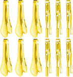 12-Piece Mini Tongs - 5-Inch Stainless Steel Salad Tongs, Small Tongs for Serving Food, Mini Serving Utensils for Appetizers, Party, Coffee, Desserts (Gold)