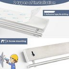 12 Inch Magnetic Knife Holder with 5 Hooks, No Drilling Wall Mount, Powerful Magnet Strip and Utensil Hanger