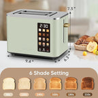 SEEDEEM Toaster 2 Slice, Touch Control Screen, Smart Stainless Toaster, 6 Shade Setting, 6 Bread Selection, Countdown, Removable Crumb Tray, 900W, Mint Green