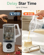 Nut Milk Maker Machine – 40oz Glass Almond, Soy & Oat Milk Maker with Juice Maker – No Soaking Required, Self-Cleaning, Delay Timer, Ultra-Smooth & High Yield (White, 40oz)
