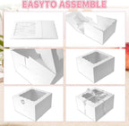 28 Pack Cake Boxes with Window, 10x10x5 Inches Bakery Containers, 10 Inch Cake Carrier, Disposable Bakery Boxes for Cake Cupcake Cookie Pie Pastry (White, 10105 inch/28pcs)