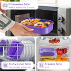 Lunch Box Kids Adult Bento Box Bento-Style Lunch Box 1300ml Ideal Portion Size Leak Proof for Teens Toddlers, BPA Free Lunchbox Containers for School Work Picnic (Purple)