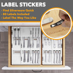 SpaceAid Bamboo Silverware Drawer Organizer with Labels, Kitchen Utensil Tray Holder Organizer for Flatware, Cutlery, Spoon and Knives Drawer Storage Organization (White, 6 Slots)