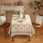 patdrea Designer Small Beige Square Tablecloth,Vintage Linen with Yellow Floral Elegant Tablecloths,Decor Table Cover Cloth for Kitchen Dining Christmas,Party,Thanksgiving,55"x55"-Istana a