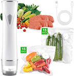 Vacuum Sealer for Food, with 30 Reusable Vacuum Bags, Handheld Vacuum Sealer with Auto-Stop、Detachable Filter and Visible Water Tank, Seal Meal Saver