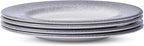 Portmeirion Potter's Mist 8" Dinner Plate (Set of 4) - Handcrafted Earthenware Plates with Accent Rim, Microwave & Dishwasher Safe - Ideal Tableware for Modern & Traditional Dining (Grey Mist)