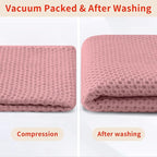 Homaxy 100% Cotton Waffle Weave Kitchen Dish Towels, Ultra Soft Absorbent Quick Drying Cleaning Towel, 13 x 28 Inches, 12-Pack, Dried Rose