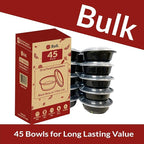 Reli. Meal Prep Containers, 32 oz. | 45 Pack | Reusable Meal Prep Bowls/Food Containers | Microwavable Bowls with Airtight Lids, Black Food Storage