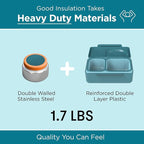 Omie OmieBox UP bento Box for Kids | Insulated Lunch Box | Leak Proof Vacuum Insulated Thermal Food jar | Cooler ice Pack | 2 Compartments (Teal Green)