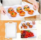 6 Pcs Large Melamine Serving Tray with Handles 17 x 12 Inch Rectangular Wave Melamine Serving Platters for Food, Eating, Turkey, Snack, Fruit, Desserts, Party, Dishwasher Safe
