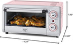 GreenLife Countertop Toaster Oven Air Fryer Stainless Steel, Healthy Ceramic Nonstick, PFAS Free, Tray & Basket, Bake, Broil, Reheat, Adjustable Temp & Time Control, Auto Shutoff, Pink