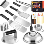 Griddle Accessories BBQ Grill Set - 20pcs Stainless Steel Barbecue Tools Kit for Blackstone with Griddle Spatula Basting Cover Grill Mats Carry Bag for Camping,Flat Top Camp Chef Utensil